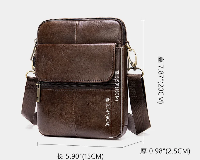 

Fashion men's bag leather little bag head layer leather shoulder bag men's casual Messenger bag