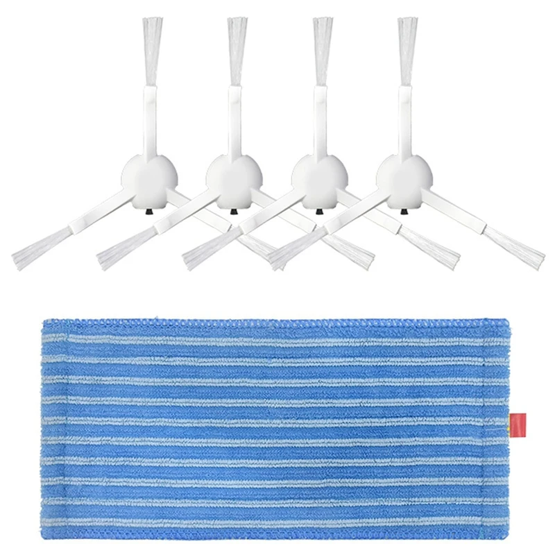 

16 Pcs Vacuum Cleaner Parts: 8Pcs White Side Brush HEPA Filter Mop Cloth Cleaning Tool & 8 Pcs Mop Cloth