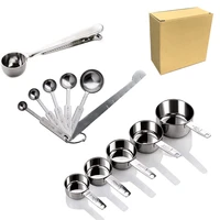12pcs measuring spoon set stainless steel coffee spoon sugar spoon cake baking flour measuring cup kitchen baking tools