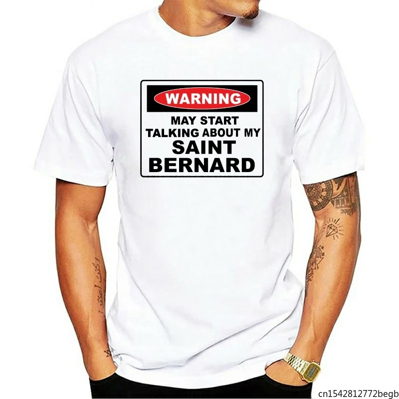 

May Start Talking about My Saint Bernard Dog Warning Sign Men's T Shirt