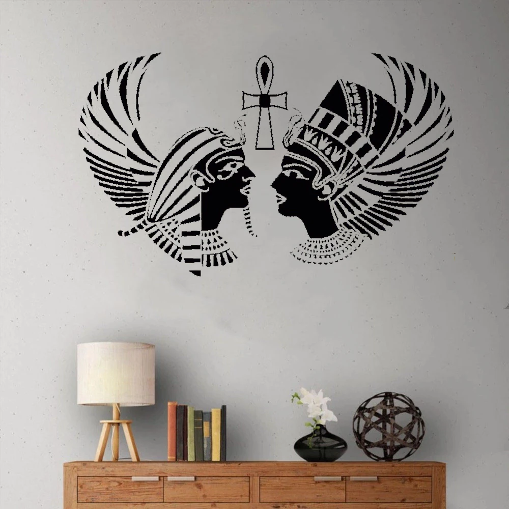 

Creative Pharaoh Ancient Pattern Egyptian King Queen Head Wall Decoration For Home Bedroom Wall Decal Egypt Vinyl Sticker ph617