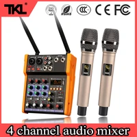tkl r2 sound mixing console 4 channel bluetooth usb record effect audio mixer with built wireless microphone 48v phantom power