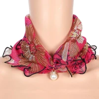 2021 pearl lace variety scarf for women lady silk chiffon scarf lace gifts hair variety pearl neck bandana fashion scarves