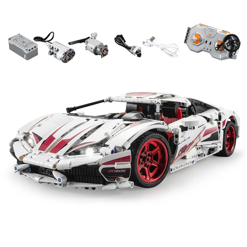 MOC Technic RC автомобиль Lamborghinis Huracan LP610 Супер гоночный пульт дистанционного управления автомобиля строительные блоки кирпичи Детские модели игрушки - Цвет: with RC