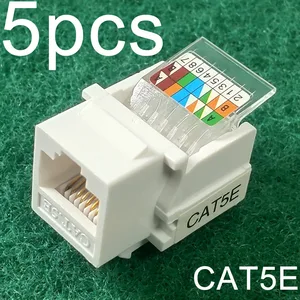 5pcs CAT5E UTP Network Module For Amp HJ5E-8100A 8P8CG/FM RJ45 Connector Adapter 50U Gold Plated RJ45 Keystone Ethernet Jack