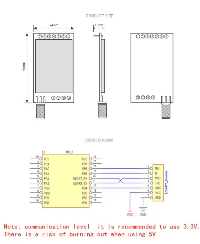 

SX1278 433MHz 30dBm 1W Serial Port Transceiver E32-433T30D SMA Long Rangerf