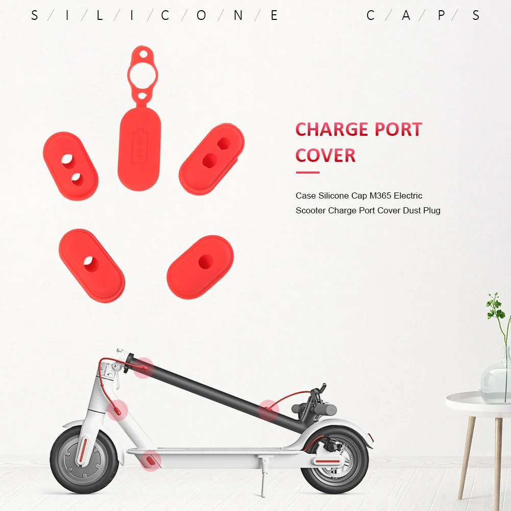 

M365 Silicone Cap Electric Scooter Charge Port Cover Dust Plug 4pcs Case Electric Scooter Accessories Silicone Sleeve Cut
