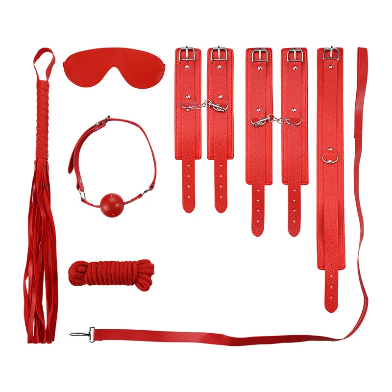 Набор БДСМ для связывания взрослые аксессуары интима наручники кнут кляп во рту
