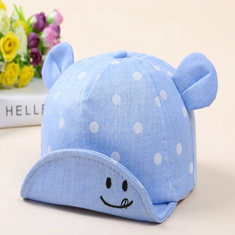 

Baby Sun Hat Cap Cotton Beach Striped Brim 8-20 Months 5 Colors Choose Bucket Hat Children Smile Print Baby Girl
