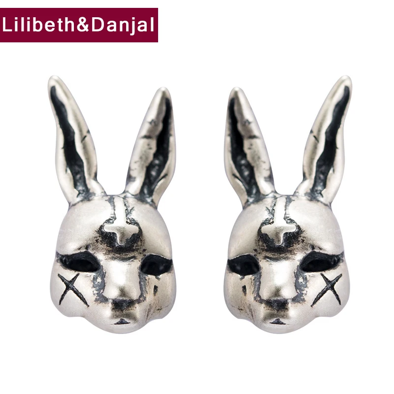 

Rabbit Cross Stud Earring Pure 925 Sterling Silver Vintage LOVE Gift Jewelry Women Men 2021 New Arrival Boucle Oreille Femme E12