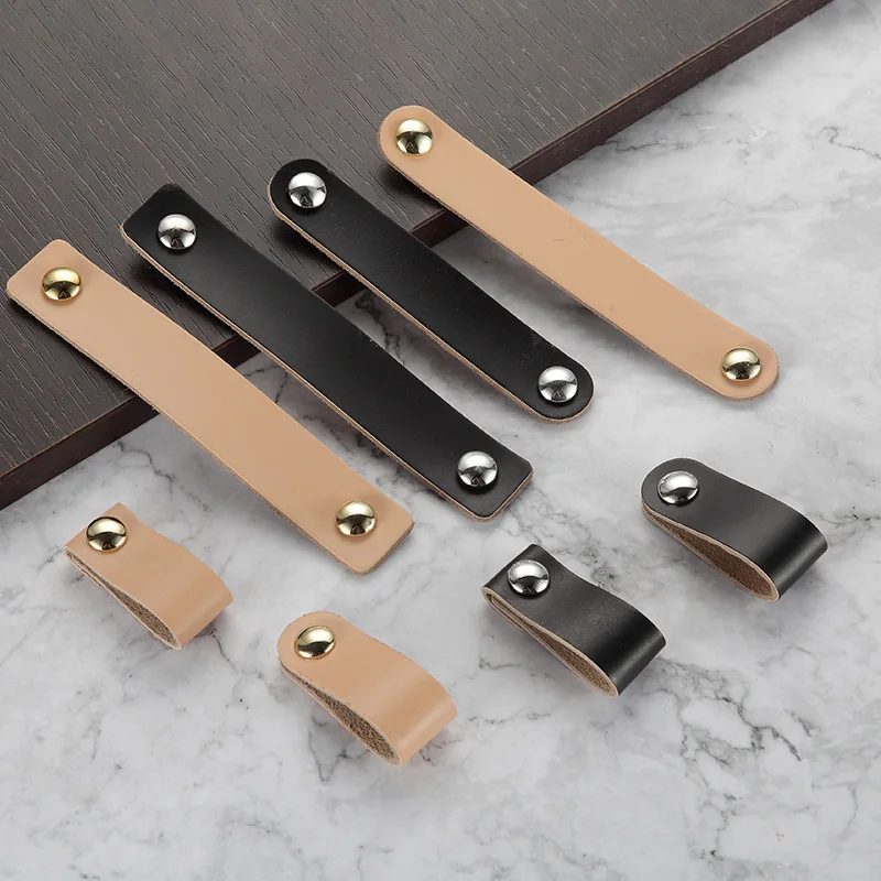 

Modern Soft Leather Cabinet Handles Minimalist Cupboard Door Knobs Dresser Drawer Pulls Furniture Handle Hardware