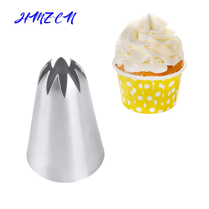 

1PCS #C9 Large Size Piping Nozzle Cake Cream Decoration Stainless Steel Icing Tips Cupcake Pastry Tools 9 Teeth Close Star