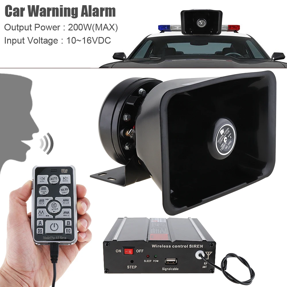ГромПредупреждение ющий сигнал 12 В 200 Вт 18 тонов полицейская сирена комплект с