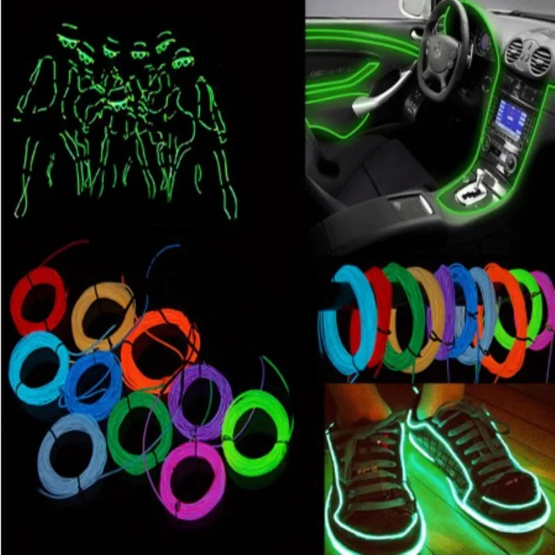 led strip lamp flexible neon light glow el wire rope cable led lights for christmas dance rave decoration diy shoes clothing free global shipping