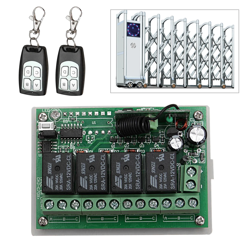 DC 12V 4CH Channel 433Mhz Wireless Remote Control Switch Garage Gate Window Curtain Roll-up Door Controller | Электроника
