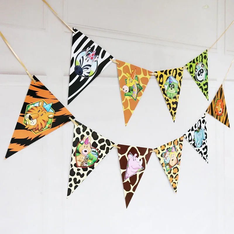 1 шт. тропический лес Зебра леопардовая гирлянда джунгли животные баннер