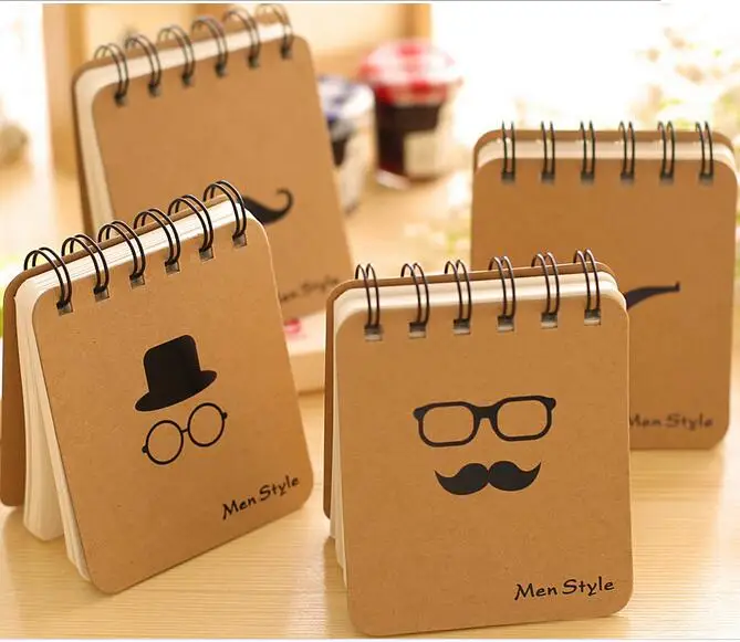 1 упак./лот мини записная книжка на пружинке усы серии крафтоберточная бумага