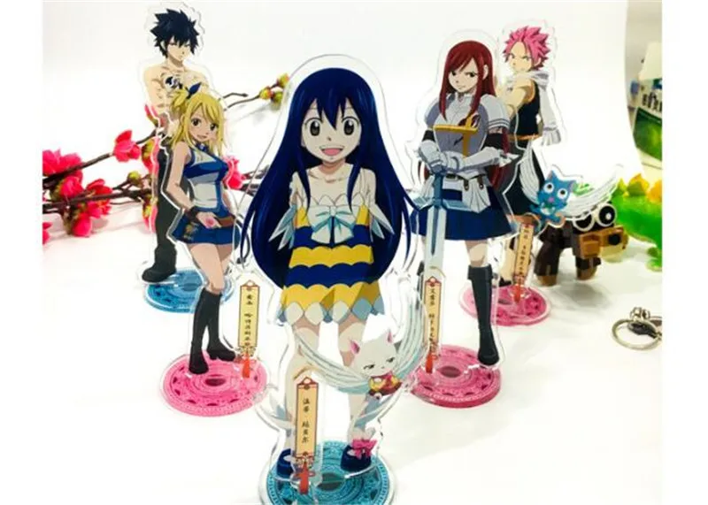 Аниме «FAIRY TAIL», «Нацу Люси Эрза серый Венди акриловая подставка Рисунок Хэллоуин Косплэй настольная подставка в виде фигурки Подарочный аксессуар для автомобиля