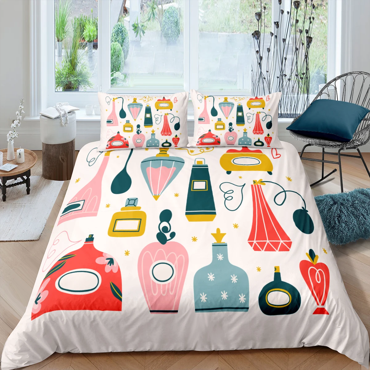 

Cosmetics And Perfume Bedding Set Full Queen King Size Duvet Cover 2/3pcs Luxury Sexy Girl Bedroom Comforter Set With Pillowcase