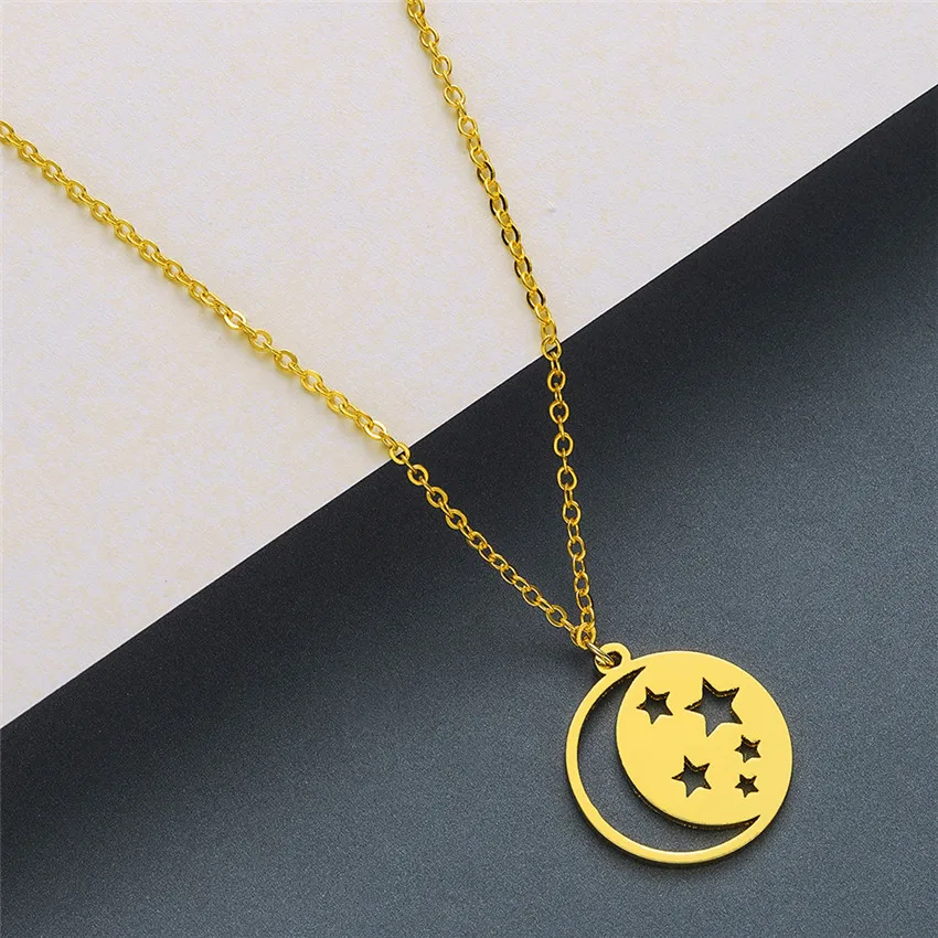 Style 7 Chandler Moon Phase Necklace Galaxy Chocker Necklaces For Women Black Enamel Vintage Rouind Pendant Moon Crecent Charm Chokers - Metal Color: Style 7