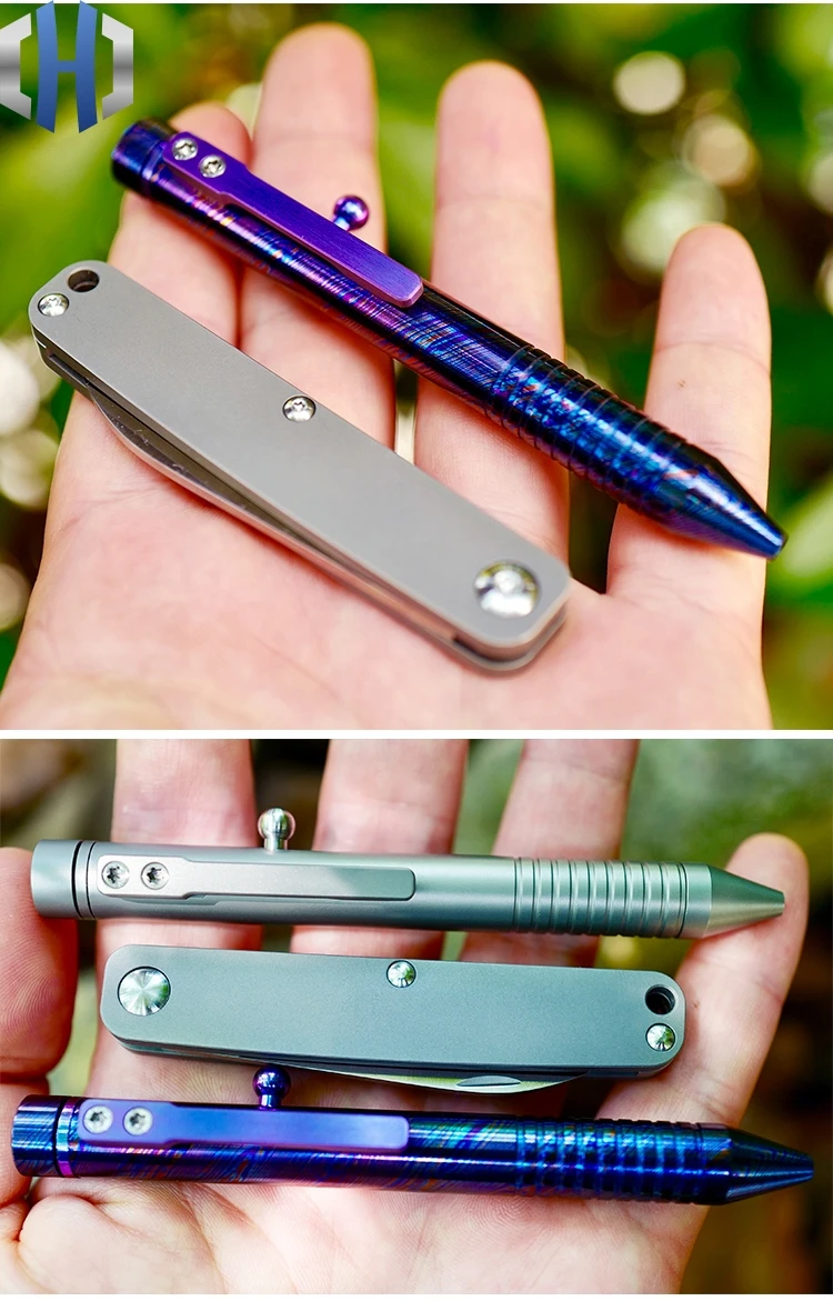 Титановая Дамасская тактическая ручка цветная титановая лошадиная для