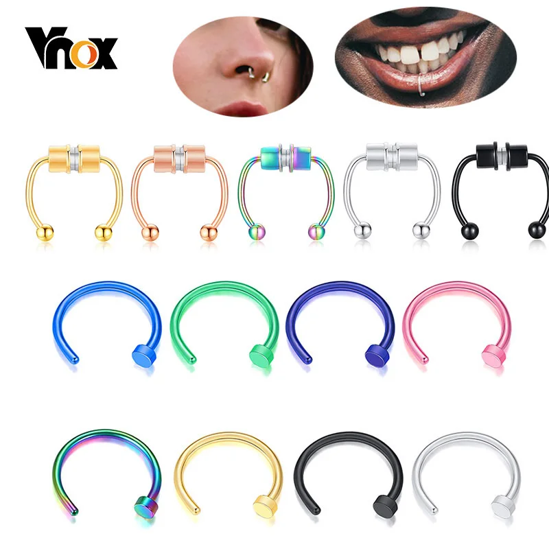 

Vnox 20G U/ C Shaped Fake Nose Ring Hoop Septum Rings Stainless Steel Piercing Attractive Body Punk Rock Gothic Jewelry
