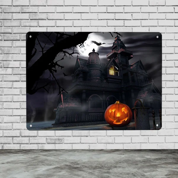 

Halloween Decorations Props Retro Metal Tin Sign Poster Home Garage Plate Cafe Pub Motel Art Wall Decor