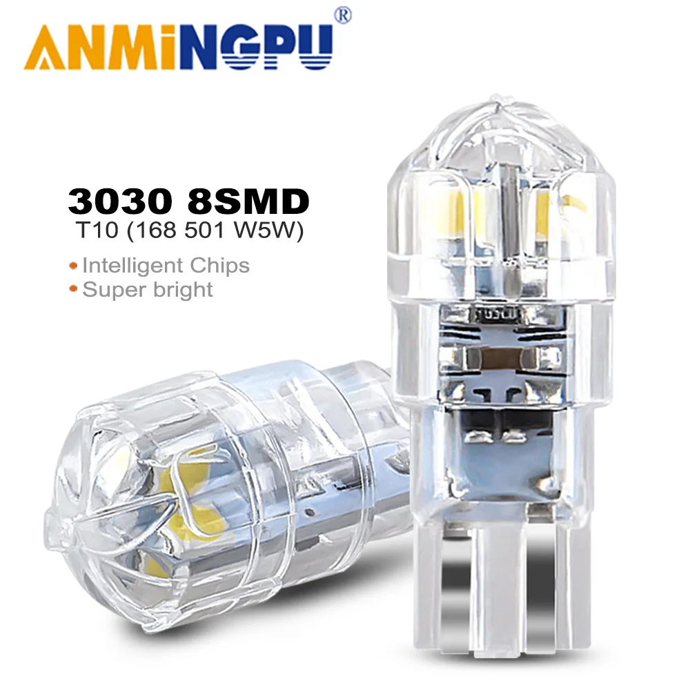 

ANMINGPU 2X Signal Lamp W5W T10 Led Canbus 3030SMD W5W Led Bulbs Auto Wedge Door Light Instrument Lamp License Plate Light 12V