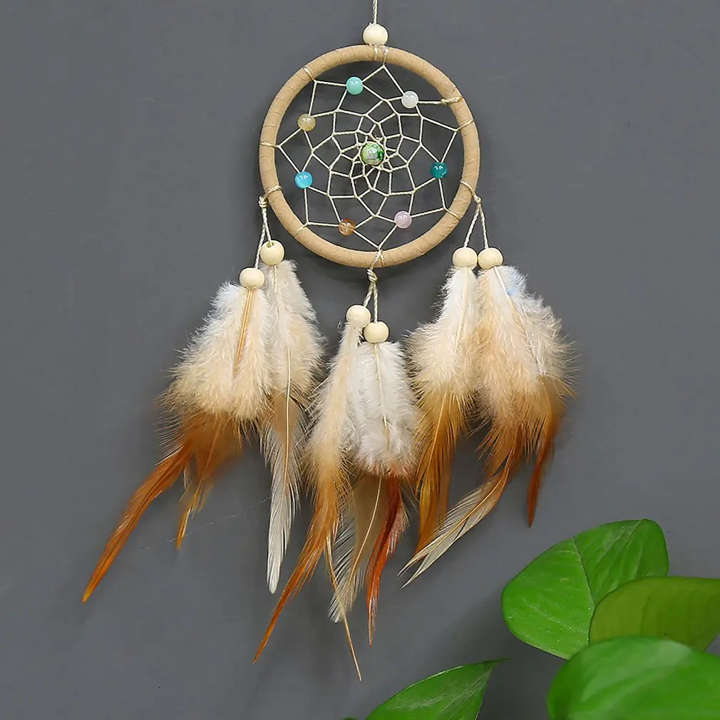 Tassel Dream Catcher Decoration For Car Ornaments Room Decor Dreamcatchers Wall Hanging with Rattan Bead Feathers Wind Chimes images - 6