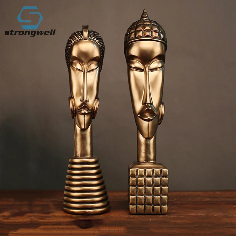 Винтаж в африканском стиле мужские и женские статуи украшения Изделия из смолы