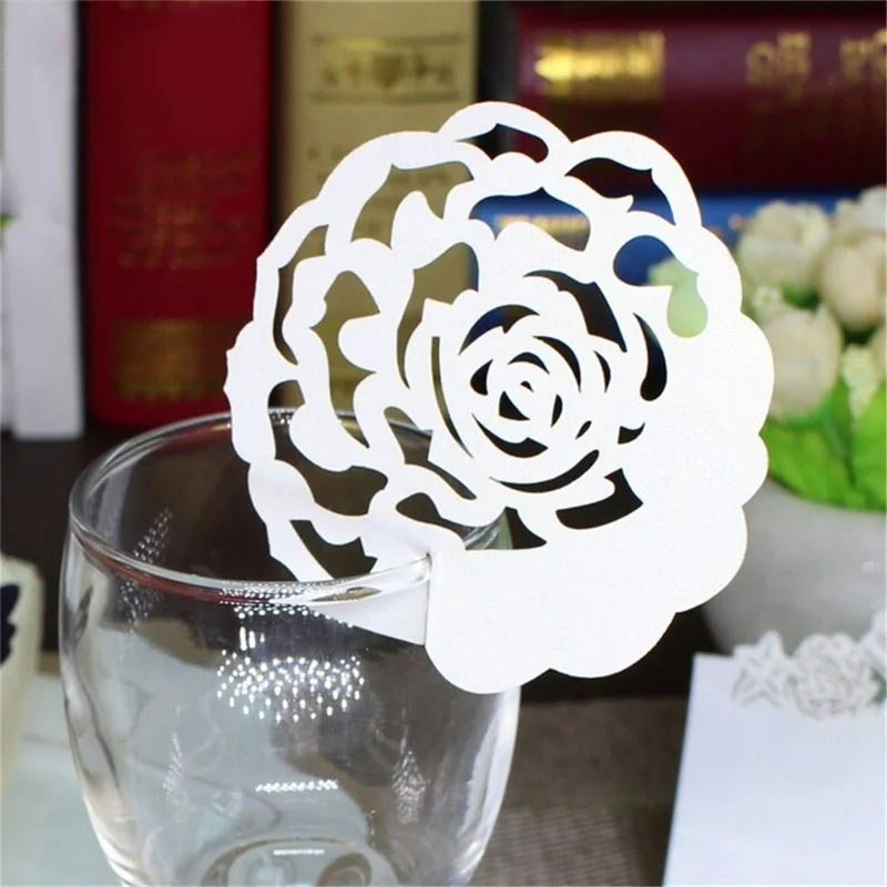 

50pcs/set Laser Cut Heart butterfly birds Floral Wine Glass Place Cards For Party Wedding Table Decoration Place Cards