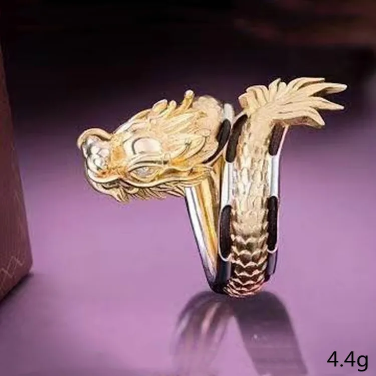 Роскошное Золотое кольцо с драконом для мужчин винтажное открытое регулируемое