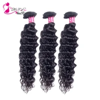 ms cat hair 3pcs deep wave brazilian hair weave bundles 100 human hair extensions 3 bundles deals remy hair weft color 1b