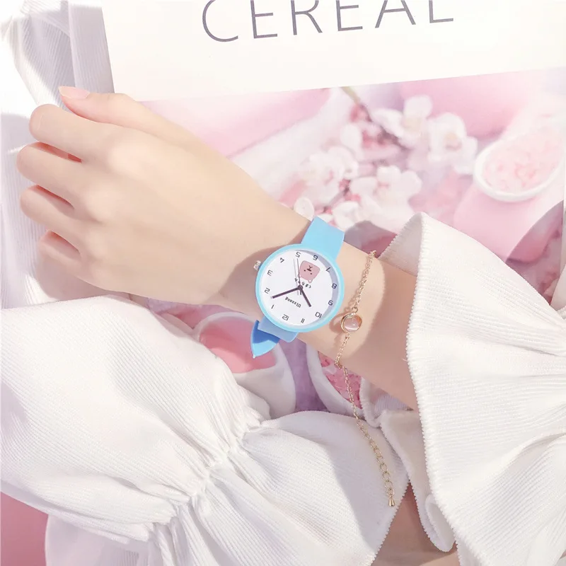 2019 изысканные силиконовые часы с милым мультяшным медведем модные повседневные