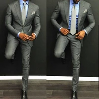 costume homme grey wedding suits for men slim fit 2 pieces groom tuxedos prom party blazer terno masculino 2 pcs jacketpants