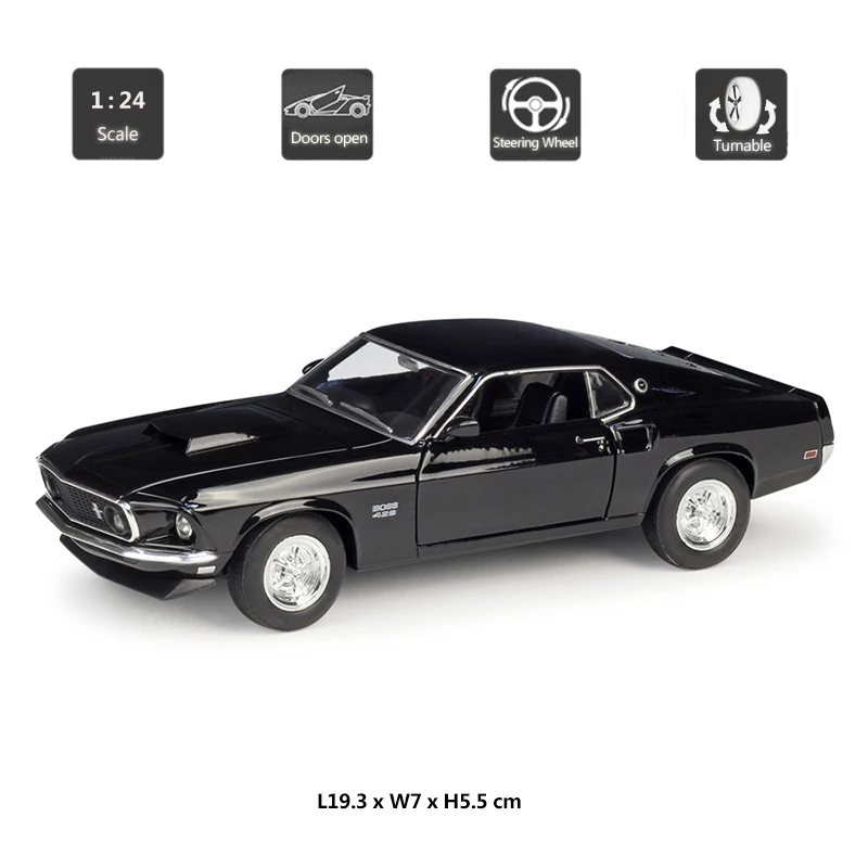 HOMMAT 1:24 Ford Mustang Boss 429 модель автомобиля игрушка из металлического сплава литая