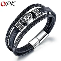 cross border hot sale bracelet european and american domineering personality mens leather stainless steel jewelry br
