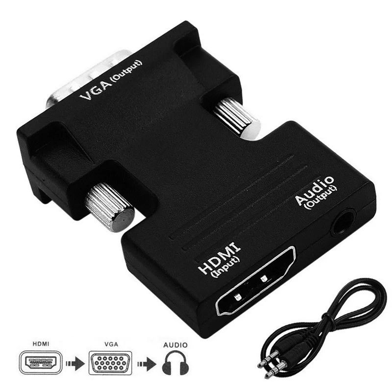 HDMI Женский к VGA Мужской конвертер с аудио адаптером поддержка 1080P выход сигнала +