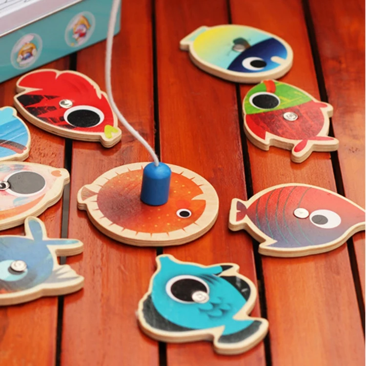 Детская деревянная игрушка-палочка магнитные игрушки рыболовная игра жестяная