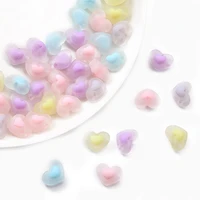 20pcslot 13x17mm acrylic transparent frosted candy color heart beads for jewelry making diy necklace bracelet loose beads