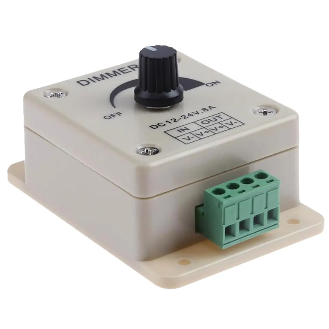 

DC 12-24V 8A Adjustable Brightness Lamp Strip Driver LED Dimmer Switch Single Color Light Power Supply Controller