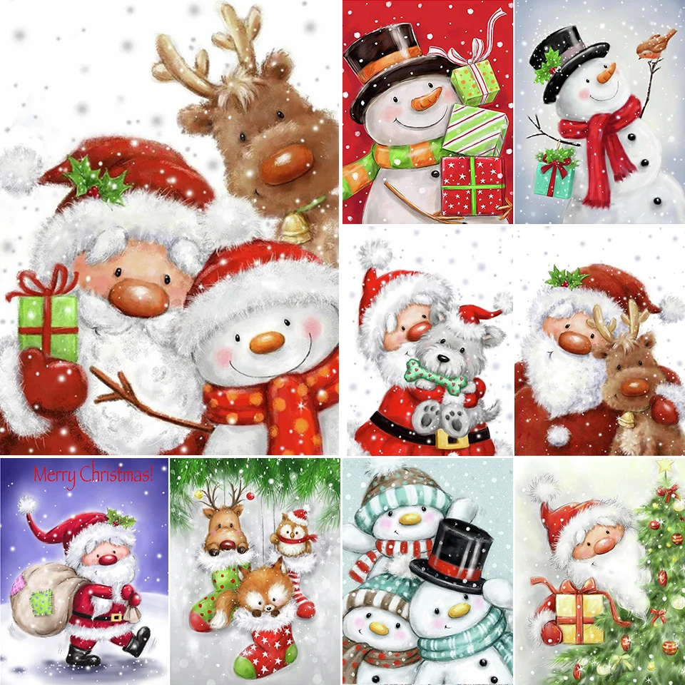 

5D алмазная живопись «сделай сам», мультяшный Санта-Клаус, Набор для вышивки крестиком, полная квадратная вышивка, Рождественский Снеговик, ...