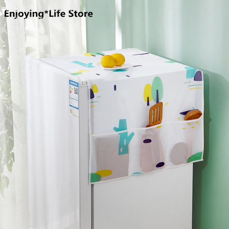 

Refrigerator Dust Cover With Bag Waterproof Washing Machine Storage Organizer Dustproof Hanging Bag Home Bathroom Accessories