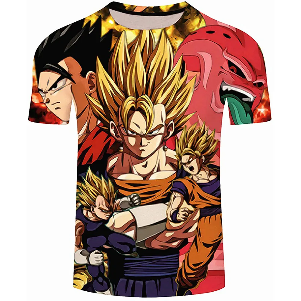 

Anime Theme Men's T-shirt Cool Goku Super Saiya God Vegeta 3D Tshirts Harajuku Summer Cartoon T-shirt Streetwear High Quality