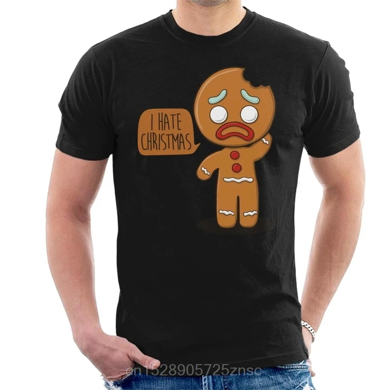 Мужская футболка с принтом и надписью I Hate Christmas Gingerbread Man | одежда