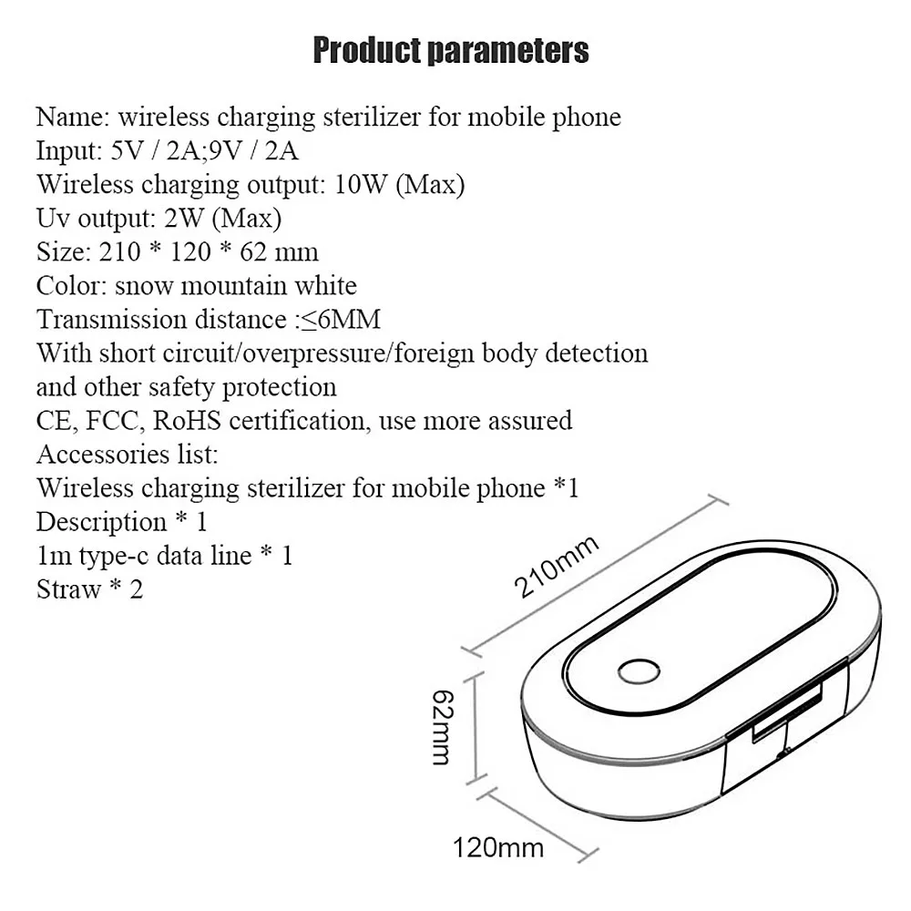 

Mobile Phone Portable USB UV Sterilizer Wireless Charging Sterilization Box Wireless Charging Mobile Power Bank Cleaning Tool