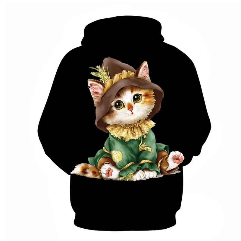Толстовки с капюшоном для мужчин и женщин рисунком животных кошек качественные