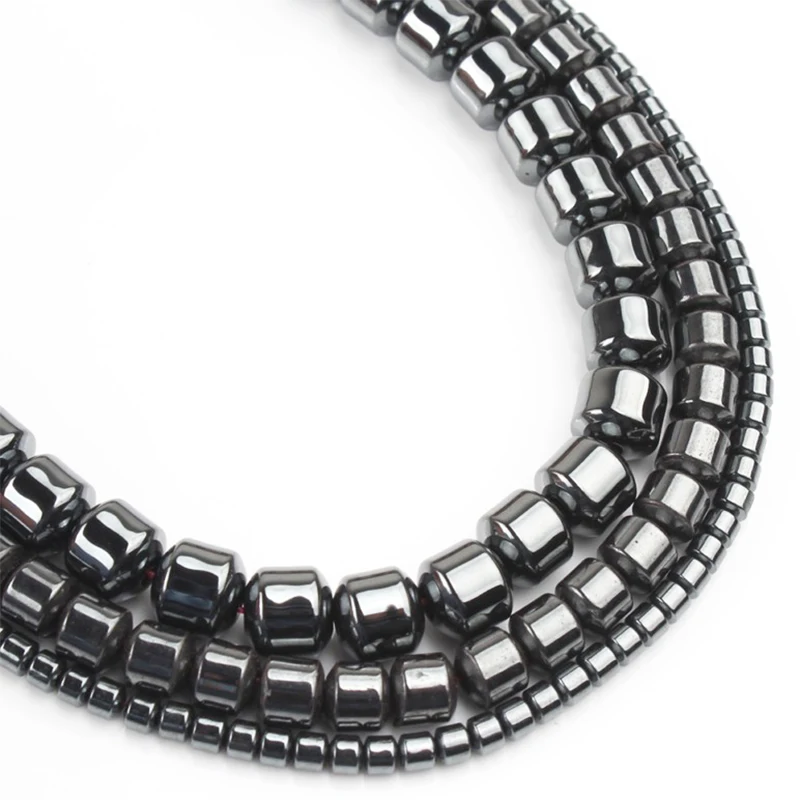 Бусины Из Натурального Гематита круглые бусины с отверстием черного цвета для