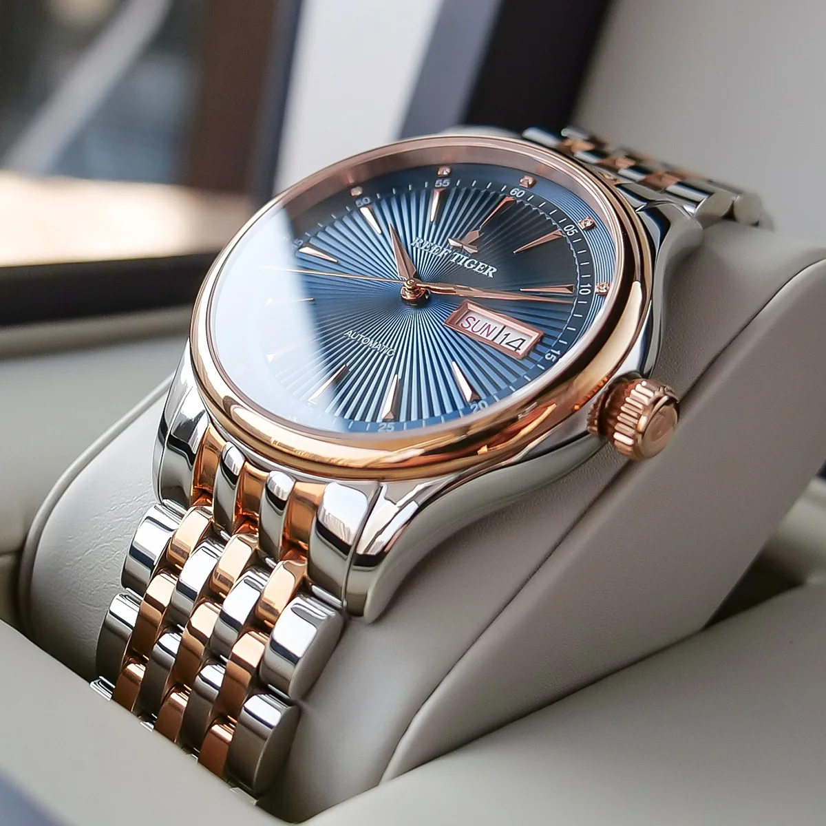 Мужские наручные часы Reef Tiger/RT полностью из нержавеющей стали классические с