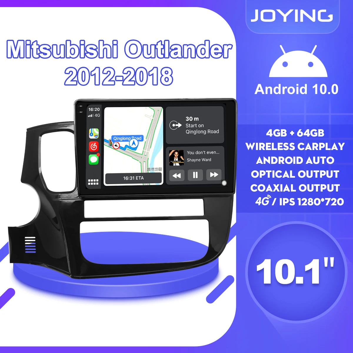 저렴한 10''Autoradio 1 Din 안드로이드 10 헤드 유닛 자동차 라디오 스테레오 GPS 네비게이션 무선 Carplay For Mitsubishi Outlander 2012 2018 DVR